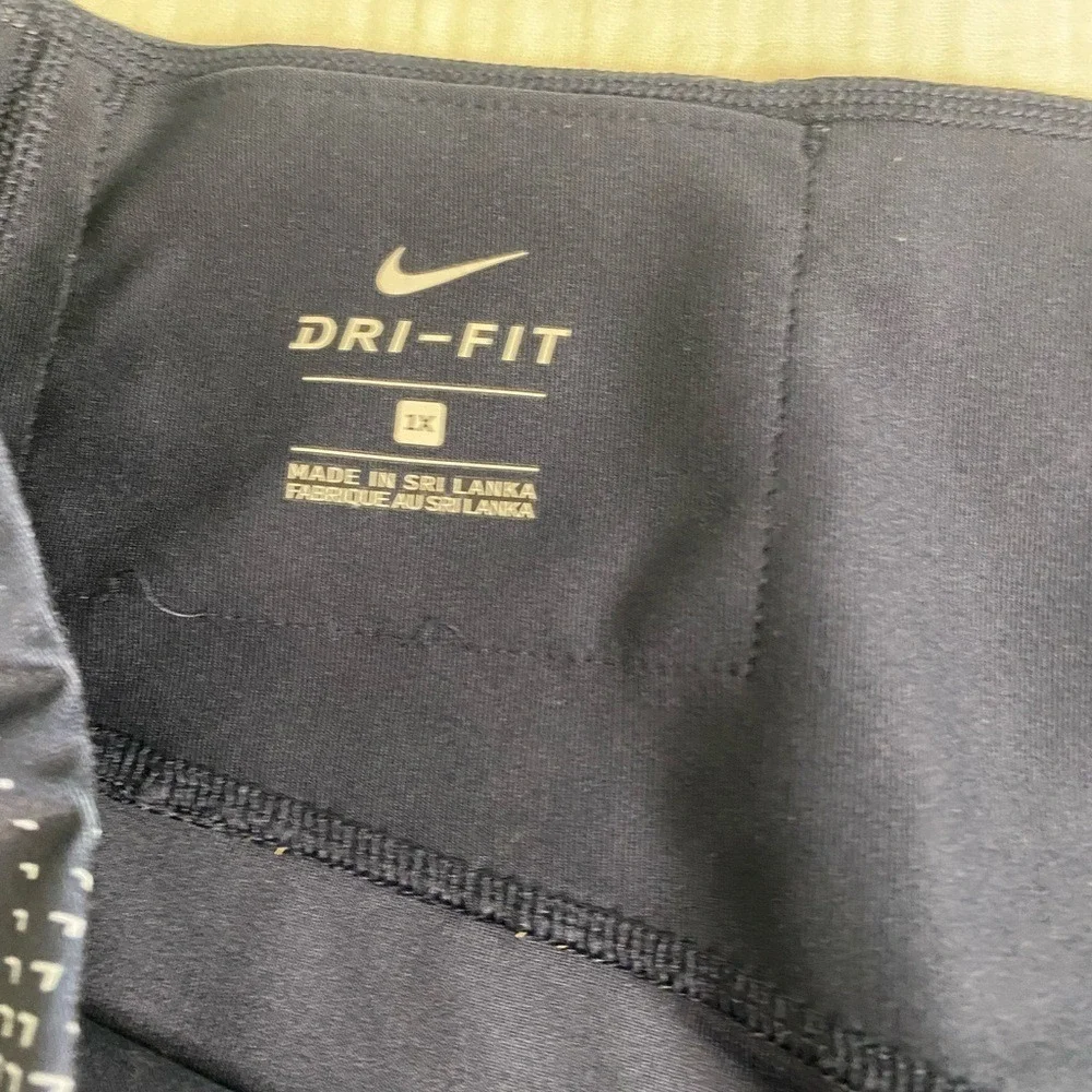 Nike Dri Fit Blue White Geometric‎ Wave Full Length Leggings Womens 1X